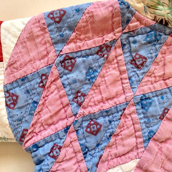 Handmade Baby Hooded Jacket Made from Vintage Quilts NB Calliope Pink White - Picture 5 of 12